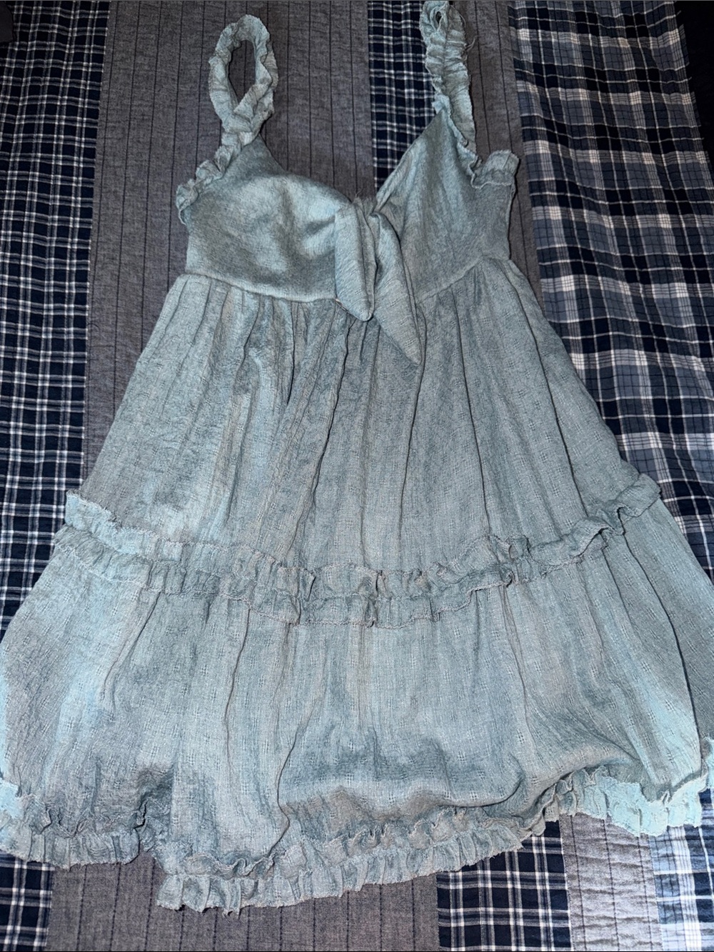 Light Blue Ruffle Sundress with Tie Front